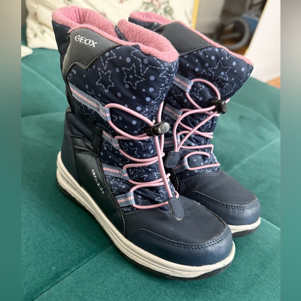 Navy and Pink Winter Boots